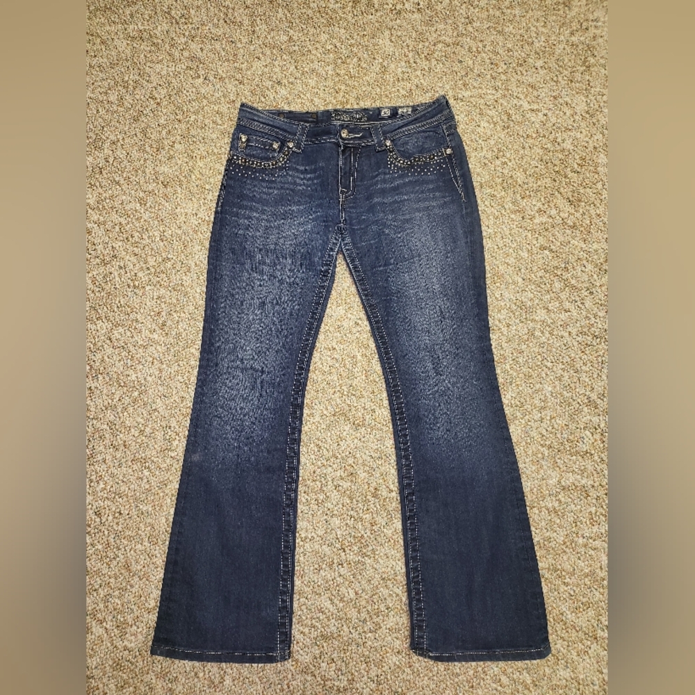 New Miss Me Bootcut denim Jeans Bling Pockets Size 30 NWOT - Picture 4 of 17